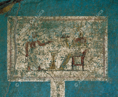 House of Floral Cubicles or Orchard. Blue cubicle. Fresco. Pinakes with offering scene