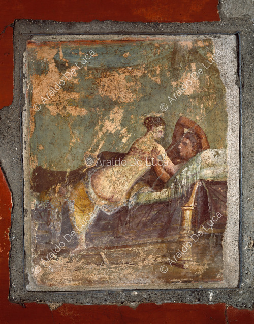Fresco with erotic scene