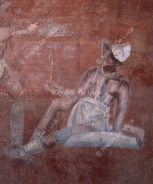 Tomb of Vestorio Prisco. Fresco with gladiator