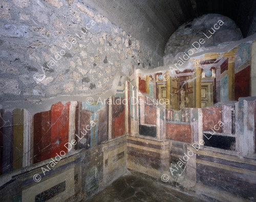 Maison de Fabius Rufus. Cubicule décoré de fresques dans le style II