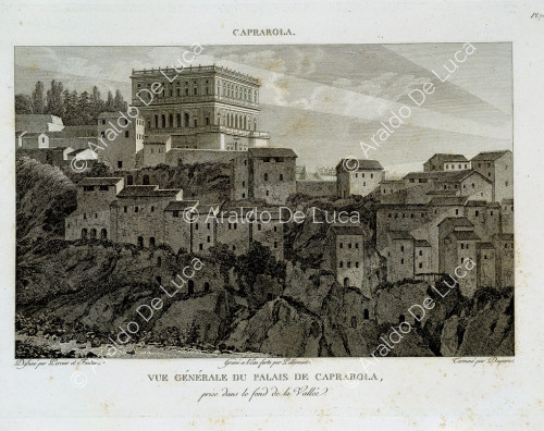 Vista del Palacio Farnesio en Caprarola dibujo de Percier y Fontaine