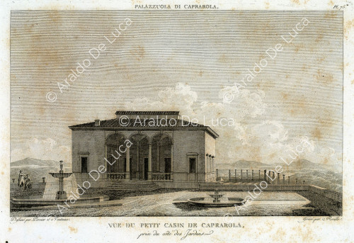 Veduta dal giardino della Palazzuola di Caprarola disegno di Percier e Fontaine