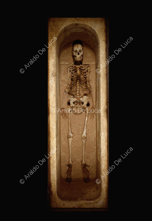 Sarkophag mit Skelett von Crepereia Tryphaena