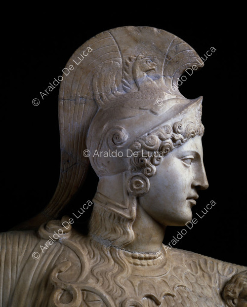 Statua di Atena. Particolare del busto