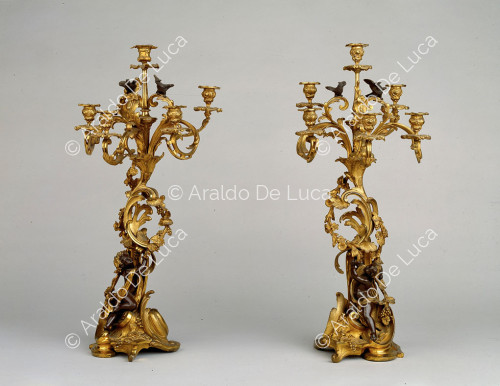 Paar vergoldete Bronze-Kerzenleuchter