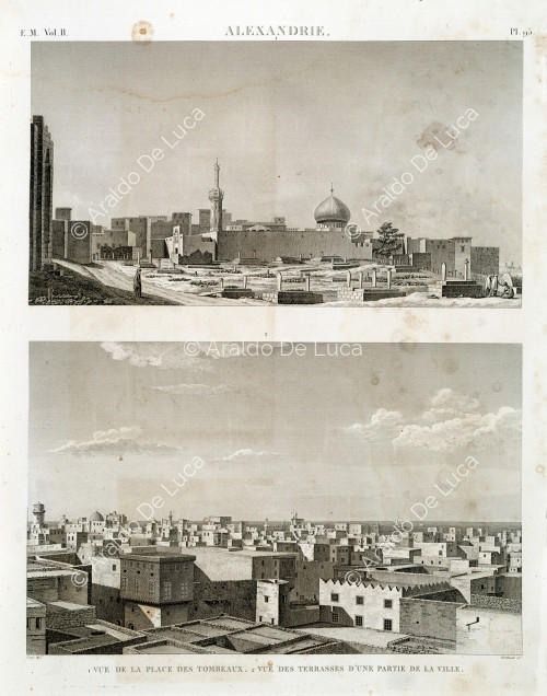 Alexandrie : vue sur les tombes et les terrasses de la ville
