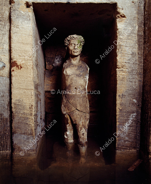 Male statue from the catacomb of Kom el Shoqafa