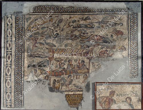Mosaic with party scene during the flood