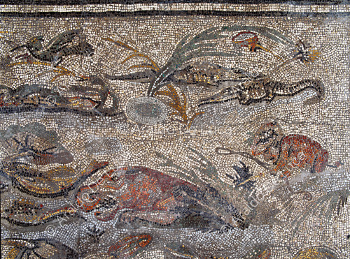 Mosaik mit Partyszene während der Flut