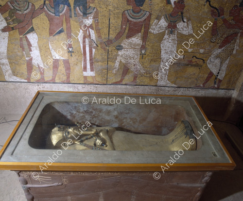 Tutankhamon's sarcophagus and burial chamber decoration