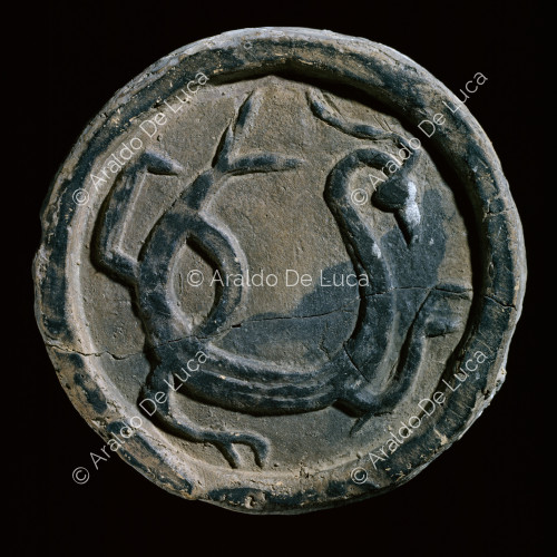 Terracotta army. Terminal tile with 'green dragon'