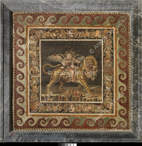 Emblema con Dioniso joven sobre un tigre