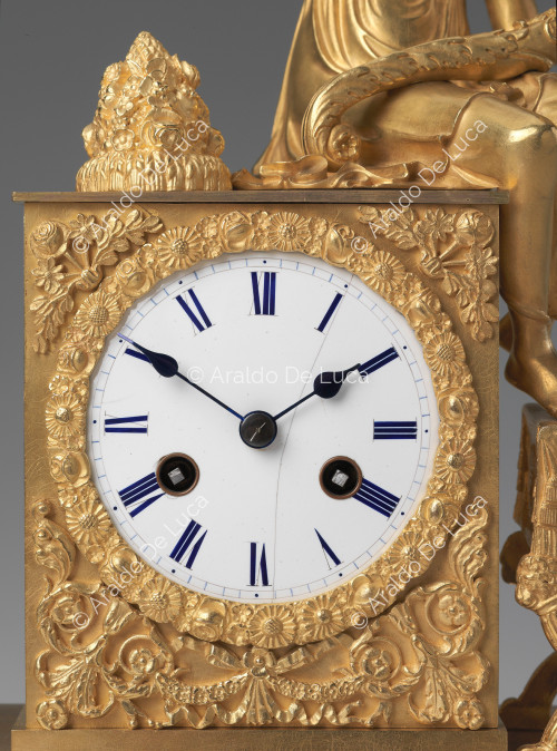 Flora - Table clock, detail of the clock face