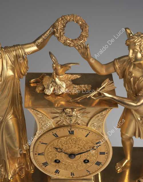 Love and Friendship - Table clock, detail of the central group