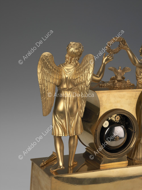 Love and Friendship - Table clock, detail of the figure of Love from behind