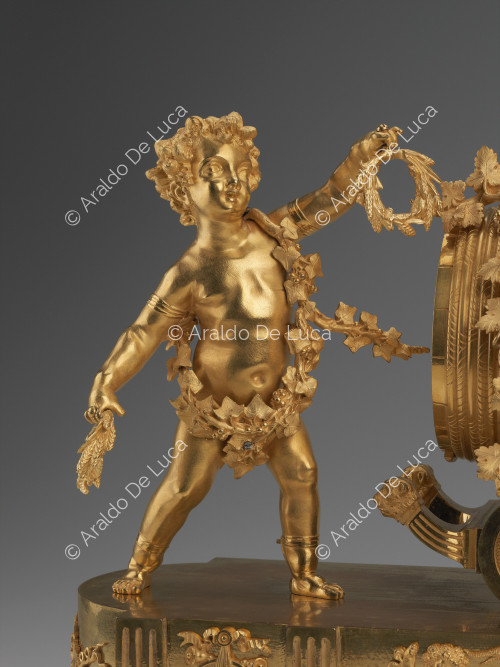 Triomphe de Bacchus enfant - Horloge de table, détail de la figure du chérubin