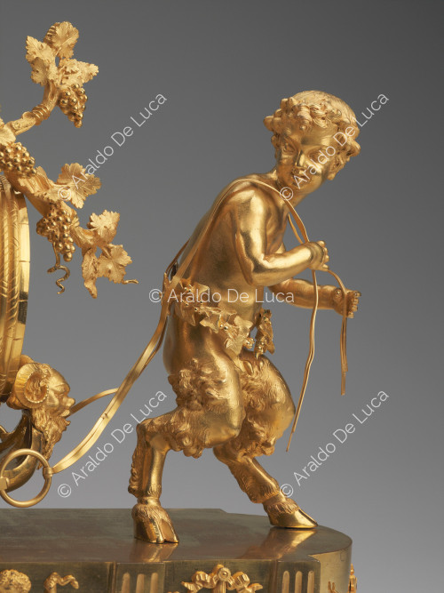 Triumph of Bacco child - Table clock, detail of the figure of the silenus
