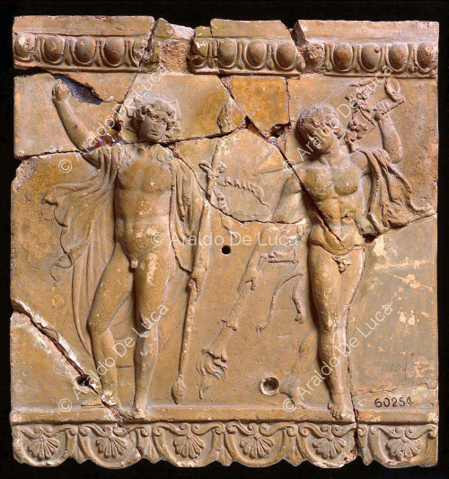 Dioniso e satiro con anfora a punta
