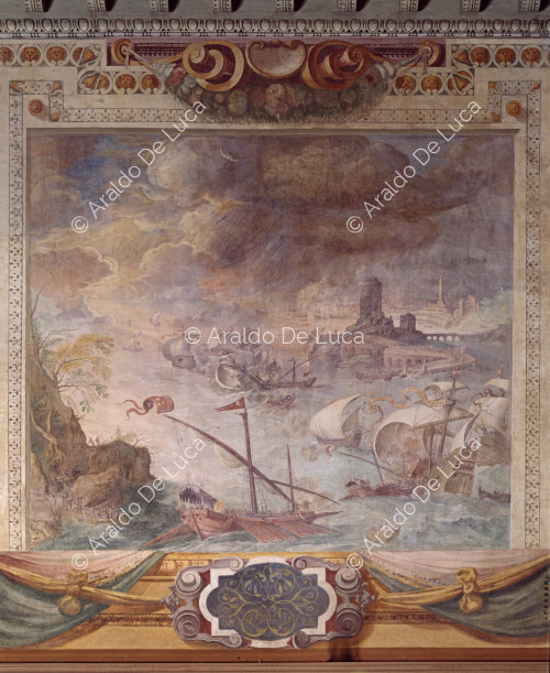 Fresco with ships