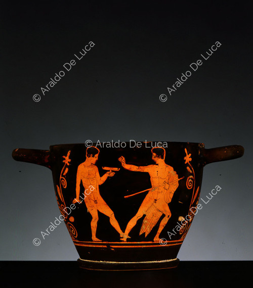 Clay skyphos, red-figure decoration